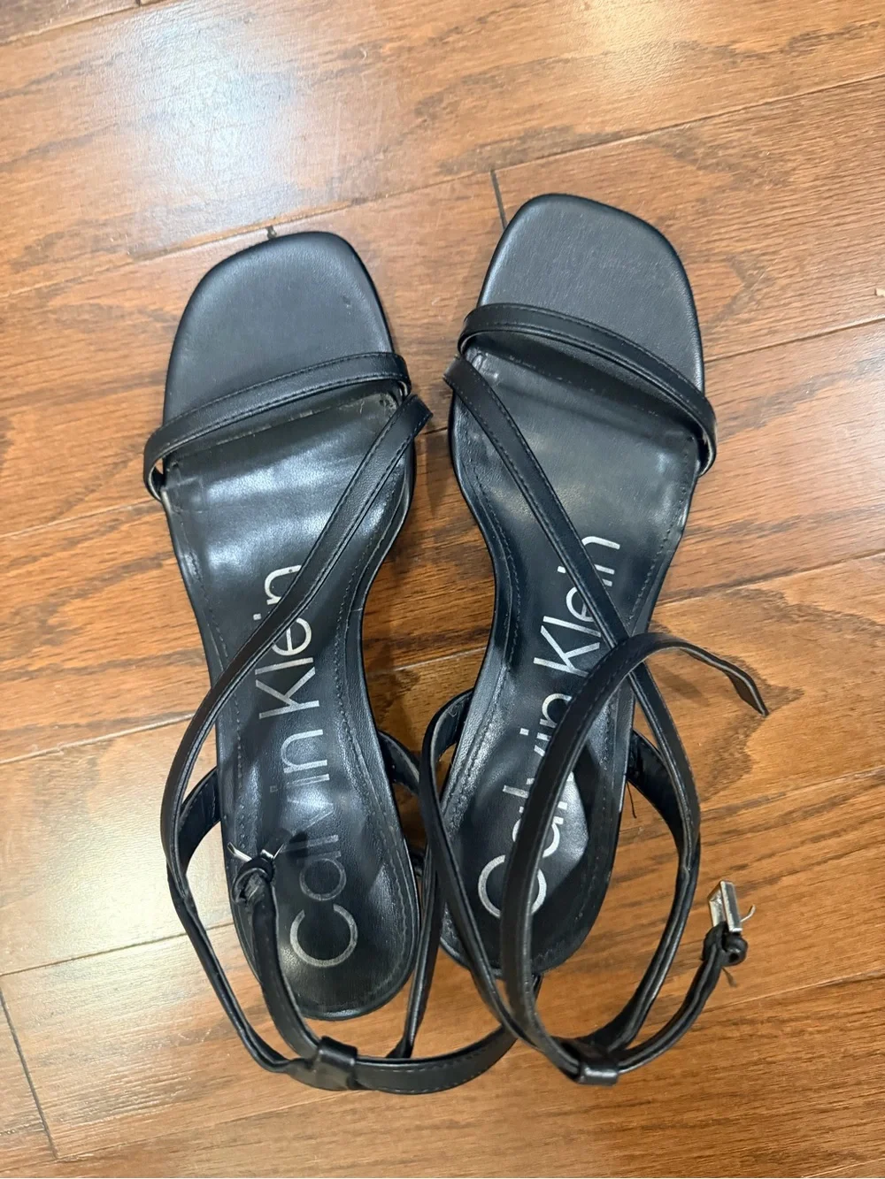 Calvin Klein Black Strappy Ankle-Heel Sandals